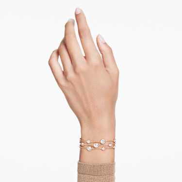 Imber 寬版手鏈, 圓形切割, 白色, 18K 金飾面 - Swarovski, 5680095