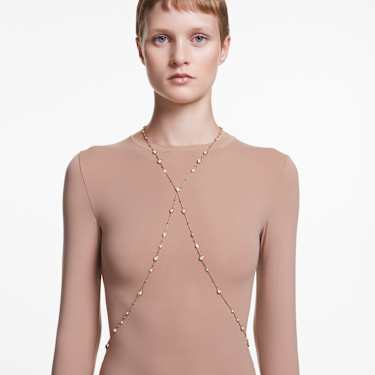 Cadena para el cuerpo Imber, Talla redonda, Blanca, Baño tono oro - Swarovski, 5680096