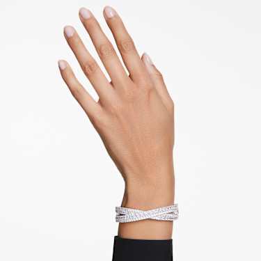 Hyperbola cuff, Mixed cuts, Infinity, White, Rhodium plated by SWAROVSKI