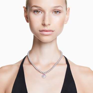 Pendente Idyllia, Taglio misto, Crystal Pearl, Conchiglia, Rosa, Placcato rodio - Swarovski, 5680297