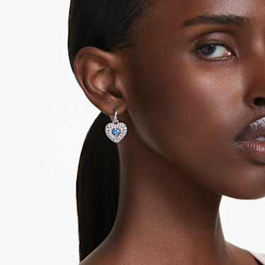 Idyllia 드롭 이어링, 하트, 블루, 로듐 플래팅 - Swarovski, 5680392