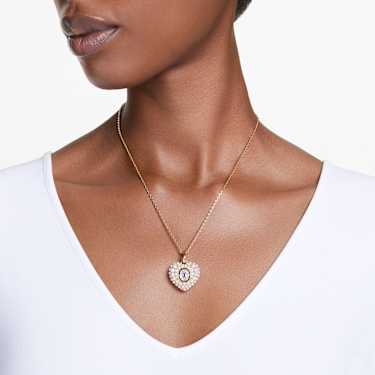 Colgante Idyllia, Perla de cristal, Corazón, Blanco, Baño tono oro - Swarovski, 5680399