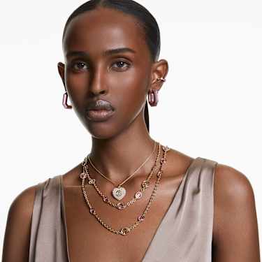 Obesek Idyllia, Kristalni biser, Srce, Bel, PVD zlatega odtenka - Swarovski, 5680399