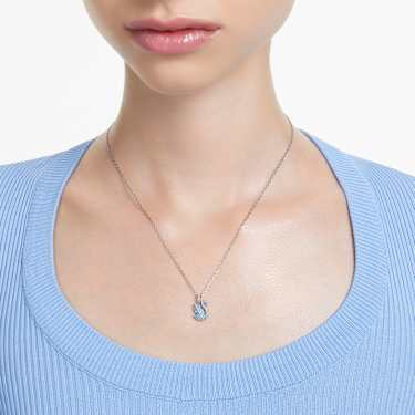 Swan pendant Swan Small Blue Rhodium plated Swarovski