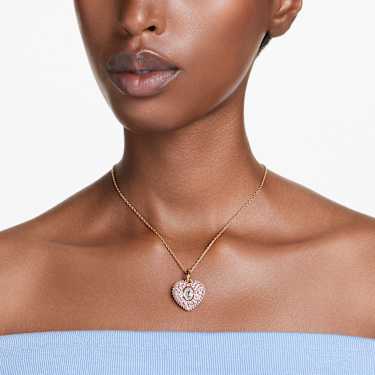 Idyllia Anhänger, Oktagon-Schliff, Kristallperlen, Herz, Rosa, Goldlegierungsschicht - Swarovski, 5680784