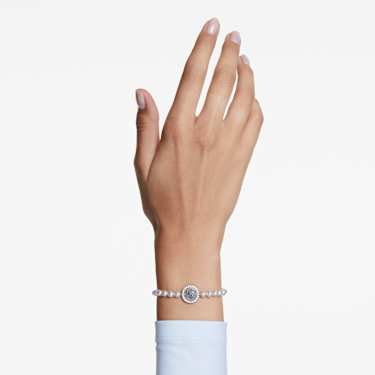 Swan 手链, 仿水晶珍珠, 天鹅, 灰色, 镀铑 - Swarovski, 5680851