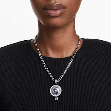 Swan Anhänger, Kristallperle, Schwan, Grau, Rhodiniert - Swarovski, 5680868