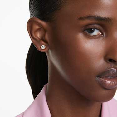 Clous d'oreilles Imber, Taille ronde, Blanches, Placage de ton or - Swarovski, 5681552