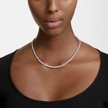 Collar Matrix Tennis, Talla redonda, Blanco, Baño de rodio - Swarovski, 5681796