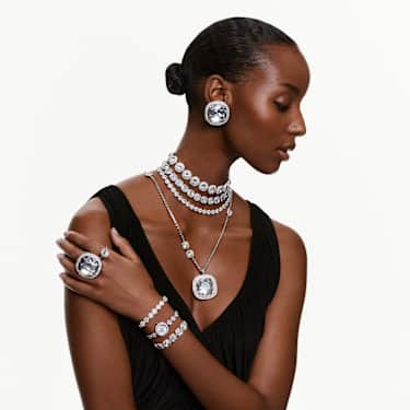 Brățară Una Angelic, Tăietură rotundă, Alb, Placat cu rodiu - Swarovski, 5682279