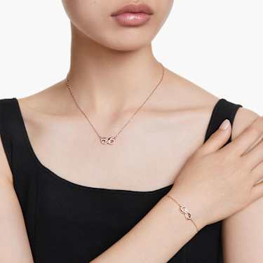 Conjunto Hyperbola, Símbolo del infinito, Blanco, Baño tono oro rosa - Swarovski, 5682483