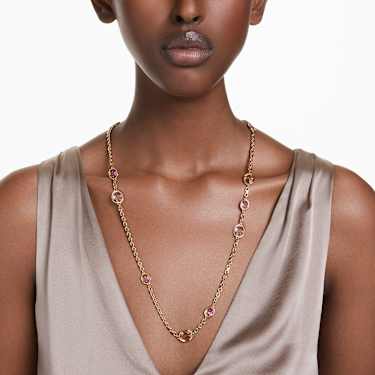 Sautoir Imber, Taille octogonale, Long, Rose, Placage de ton or - Swarovski, 5682533