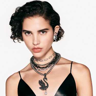 Collar Imber Tennis, Talla redonda, Gris, Baño de rutenio - Swarovski, 5682593