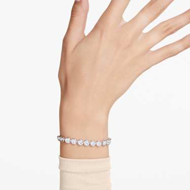 Imber Tennis bracelet, Round cut, White, Rhodium plated by SWAROVSKI