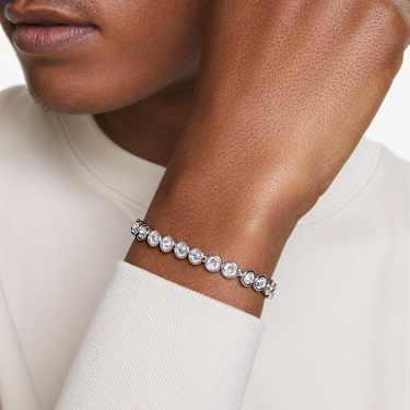 Pulsera Imber Tennis, Talla redonda, Blanca, Baño de rodio - Swarovski, 5682666
