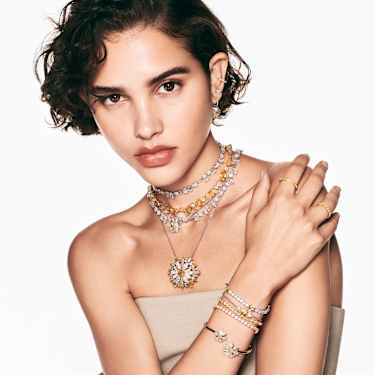 Idyllia 드롭 이어링, 꽃, 옐로우, 로듐 플래팅 - Swarovski, 5683243