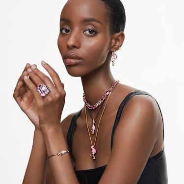 Millenia necklace, Octagon cut, Pink, Gold-tone plated - Swarovski, 5683429