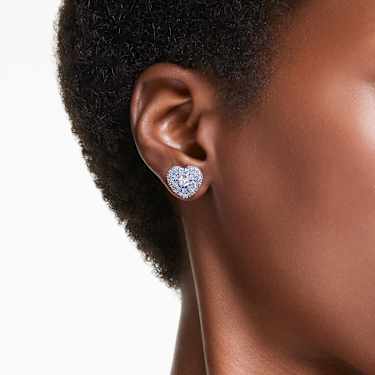 Idyllia 스터드 이어링, 하트, 블루, 로듐 플래팅 - Swarovski, 5683576
