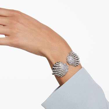 Idyllia bangle, Shell, White, Gold-tone plated - Swarovski, 5683943