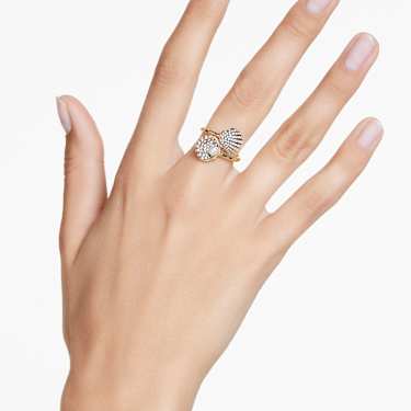 Anel Idyllia, Crystal Pearl, Concha, Branco, Lacado a dourado - Swarovski, 5683951