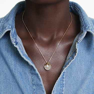 Idyllia จี้สร้อยคอรูปตัว Y, มุกคริสตัล, เปลือกหอย, ขาว, เคลือบโทนสีทอง - Swarovski, 5683968