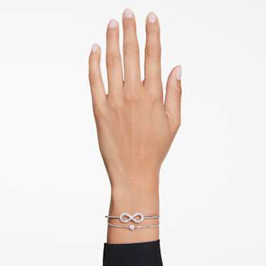 Hyperbola 手鐲, Infinity, 白色, 鍍白金色 - Swarovski, 5684049