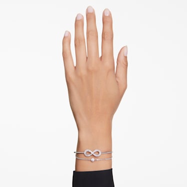 Swarovski Infinity bracelet, Infinity and heart, White, Rhodium plated