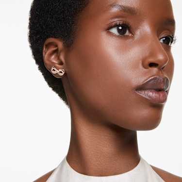 Clous d'oreilles Hyperbola, Infini, Blanches, Placage de ton or rosé - Swarovski, 5684085
