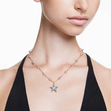 Idyllia pendant, Crystal pearls, Starfish, Multicolored, Gold-tone plated - Swarovski, 5684116