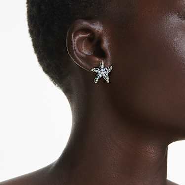 Idyllia stud earrings, Crystal pearl, Starfish, Small, Multicolored, Gold-tone plated - Swarovski, 5684162