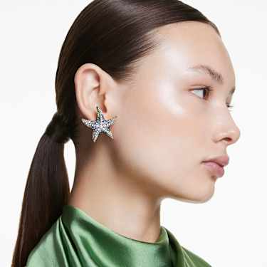 Idyllia Ohrstecker, Kristallperle, Seestern, Groß, Mehrfarbig, Goldlegierungsschicht - Swarovski, 5684165