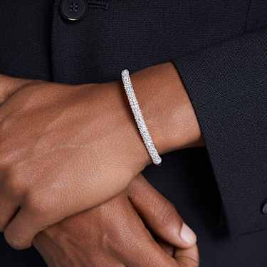 Sublima bangle, Snow pavé, White, Rhodium plated - Swarovski, 5684242