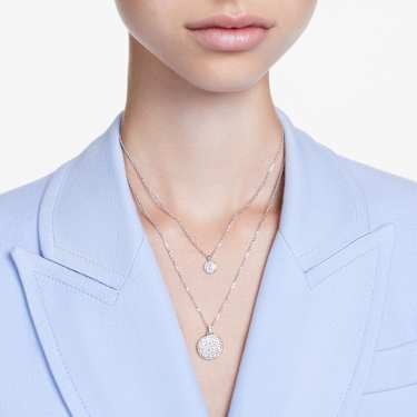 Sublima Anhänger im Lagenlook, Weiß, Rhodiniert - Swarovski, 5684244