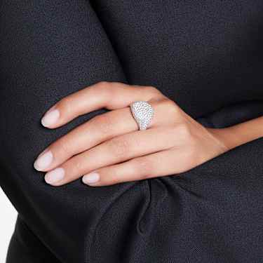 Sublima cocktail ring, White, Rhodium plated - Swarovski, 5684245