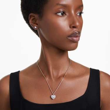 Σετ Idyllia, Crystal pearl, Καρδιά, Λευκό, Επιμετάλλωση ροδίου - Swarovski, 5684383