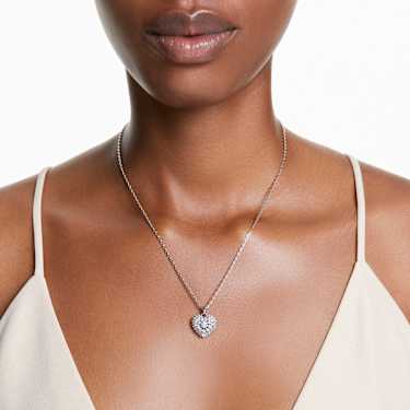 Idyllia pendant, Heart, White, Rhodium plated - Swarovski, 5684386