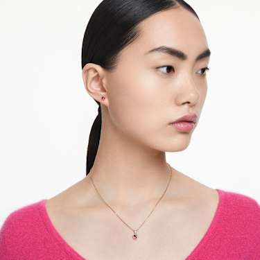 Chroma set, Heart, Red, Gold-tone plated - Swarovski, 5684506