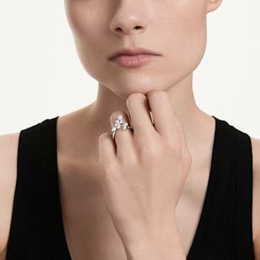 Galaxy bypass ring, Lab-grown diamonds 1.25 ct tw, Mixed shapes, 14K white gold - Swarovski, 5684708