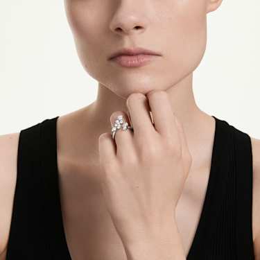 Galaxy bypass ring, Lab-grown diamonds 1.25 ct tw, Mixed shapes, 14K white gold - Swarovski, 5684712