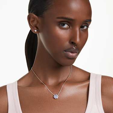 Idyllia set, Mixed cuts, Flower, Blue, Rhodium plated - Swarovski, 5685437