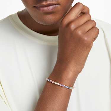 Matrix Tennis bracelet, Round cut, Multicolored, 18K gold finish - Swarovski, 5685691