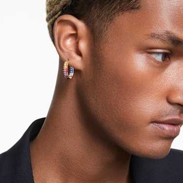 Anneaux d'oreilles Matrix, Taille baguette, Multicolores, Placage de ton or - Swarovski, 5685698