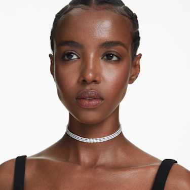 Matrix Tennis Choker, Rundschliff, Weiß, Rhodiniert - Swarovski, 5685755
