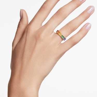 Matrix ring, Baguette-slijpvorm, Meerkleurig, Goudkleurige toplaag - Swarovski, 5686634