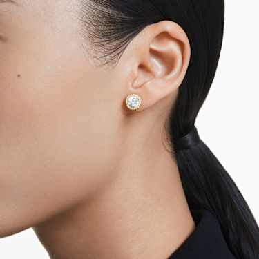 Cercei stud Una Angelic, Tăietură rotundă, Nuanță aurie, Finisaj din aur de 18k - Swarovski, 5686637