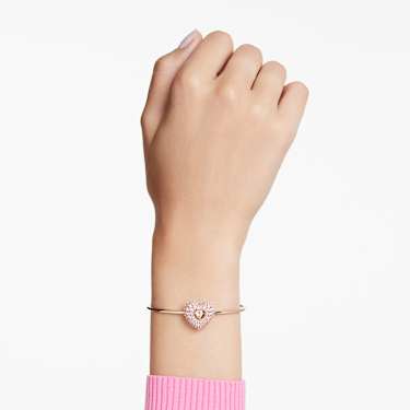 Bracelet-jonc Idyllia, Perle de cristal, Cœur, Rose, Placage de ton or - Swarovski, 5687258