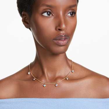 Imber Halskette, Rundschliff, Hellblau, Goldlegierungsschicht - Swarovski, 5688246