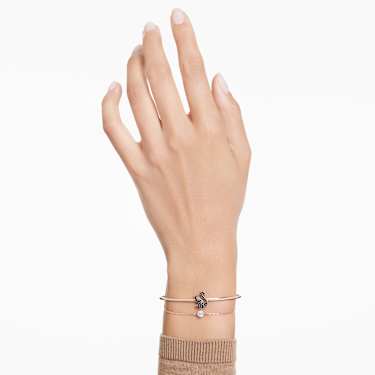 Swan バングル, スワン, ブラック, 18Kローズゴールドコーティング - Swarovski, 5688248