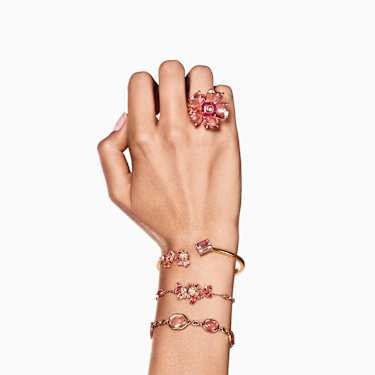 Brazalete Gema, Tallas mixtas, Rosa, Baño tono oro - Swarovski, 5688481