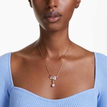 Pendentif Gema, Tailles diverses, Crystal pearl, Fleur, Rose, Placage de ton or - Swarovski, 5688490